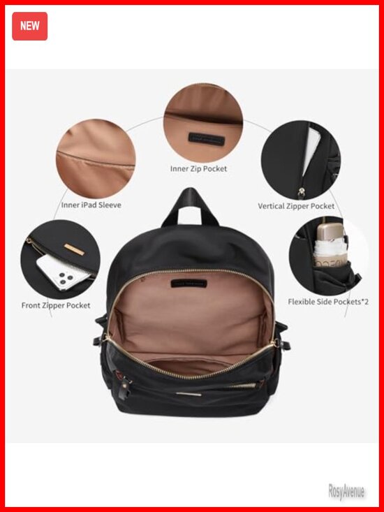 Women\'s Nylon Mini Laptop Backpack Purse Casual Travel Daypack with Pockets